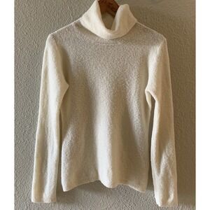 J. Crew Women's Large Cream Wool & Nylon Blend Pullover Turtleneck Sweater